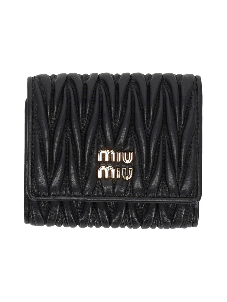 logo-lettering matelassé wallet