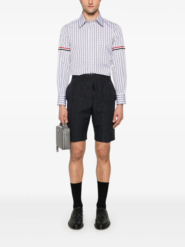 STRAIGHT FIT PC L/S SHIRT W/GG ARMBAND IN GINGHAM CHECK POPLIN
