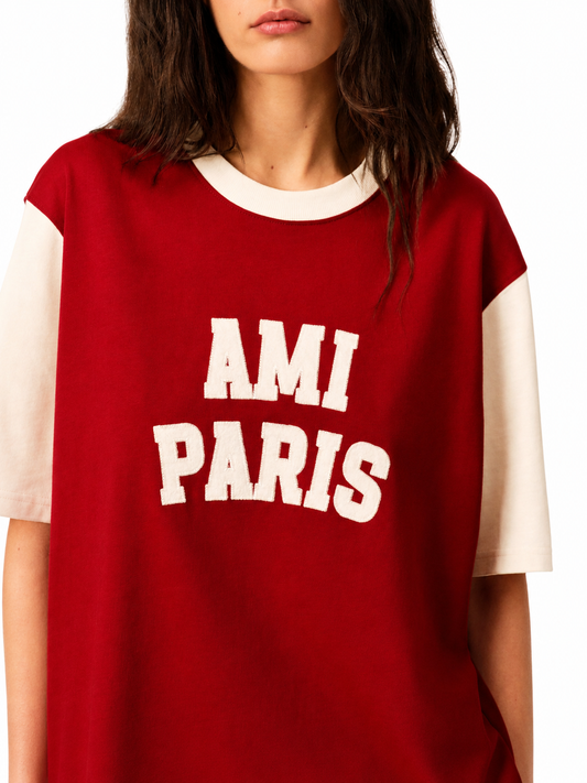 TSHIRT WITH AMI PARIS FELT EMBROIDERY