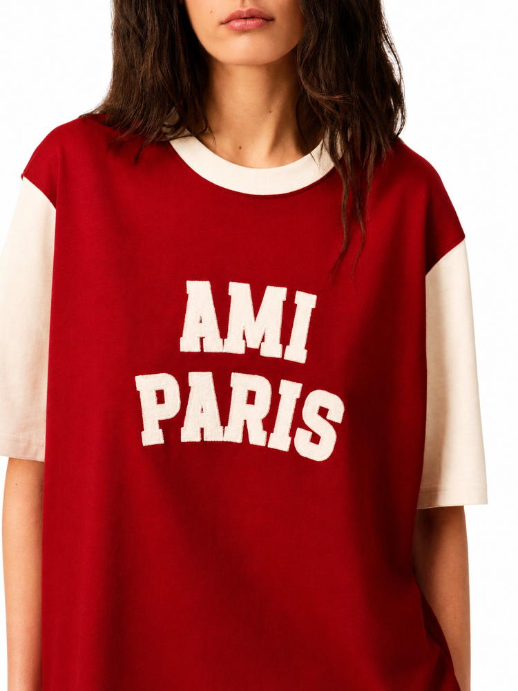 TSHIRT WITH AMI PARIS FELT EMBROIDERY