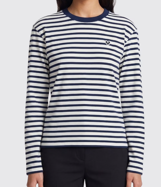 TEESHIRT BOXY FIT MARINIERE MANCHES LONGUES AVEC PATCH AMI DE COEUR