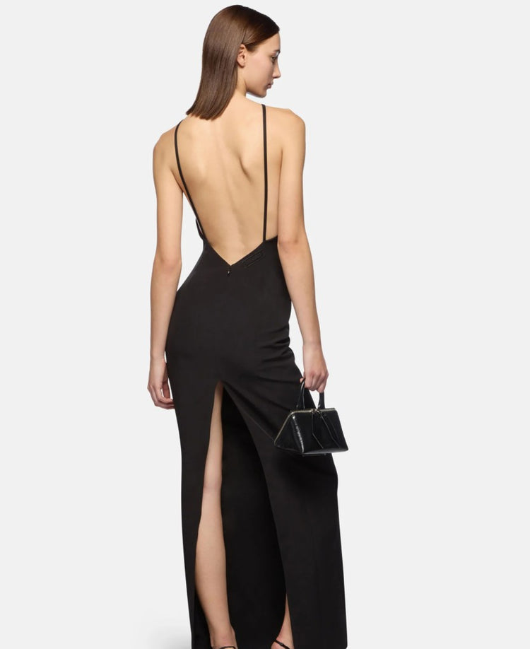 Long dress Cady with ostrich feathers