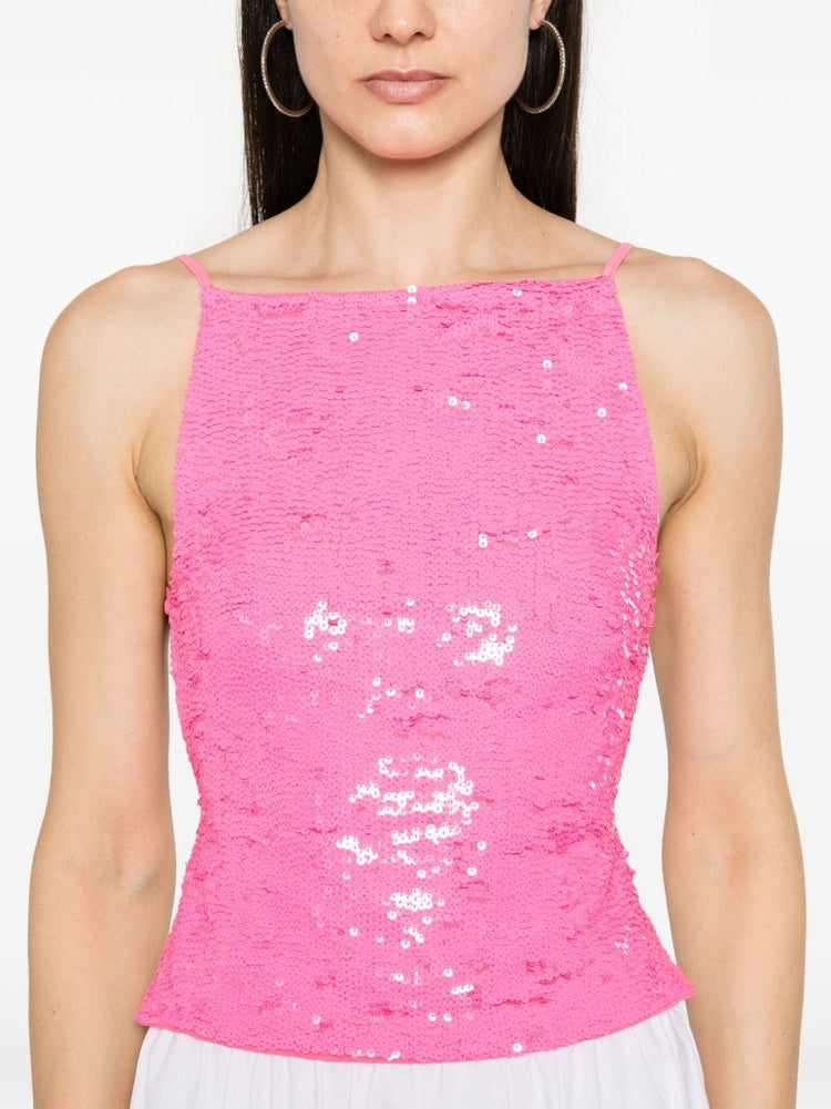 sequin-embellished open-back top