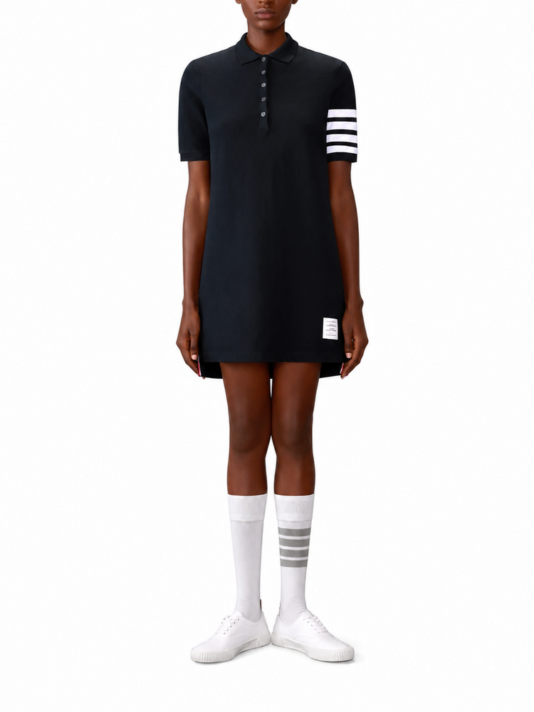 POLO DRESS IN TEXTURED PIQUE W/ ENG 4 BAR