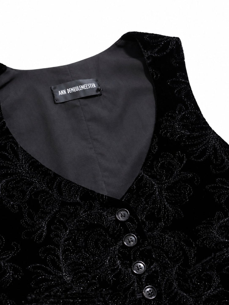 DIANA FITTED MICRO WAISTCOAT PAISLEY EMBROIDERED V