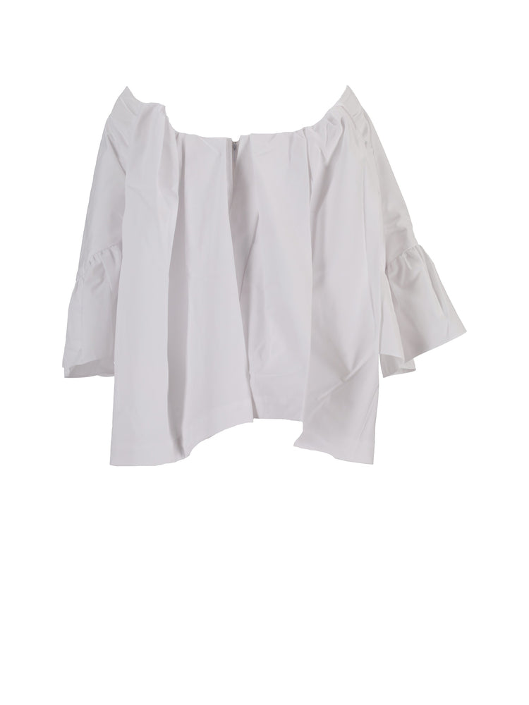 TOP W/ BACK DRAPE & RUFFLE SLEEVES