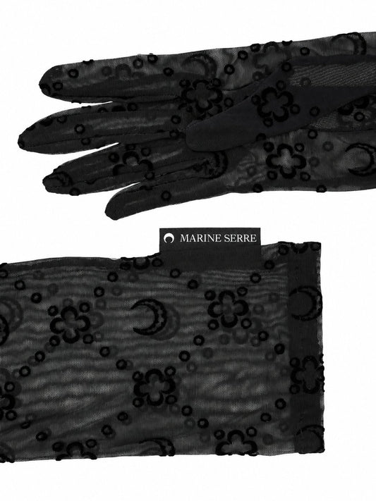 MOONOGRAM MESH FLOCK LONG GLOVES