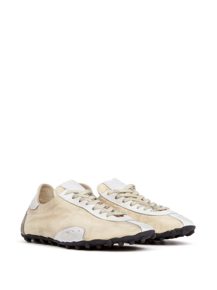 leather lace-up trainers