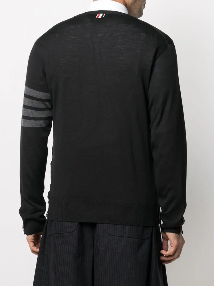 CLASSIC CREWNECK PULLOVER W/ BAR STRIPE IN FINE MERINO WOOL