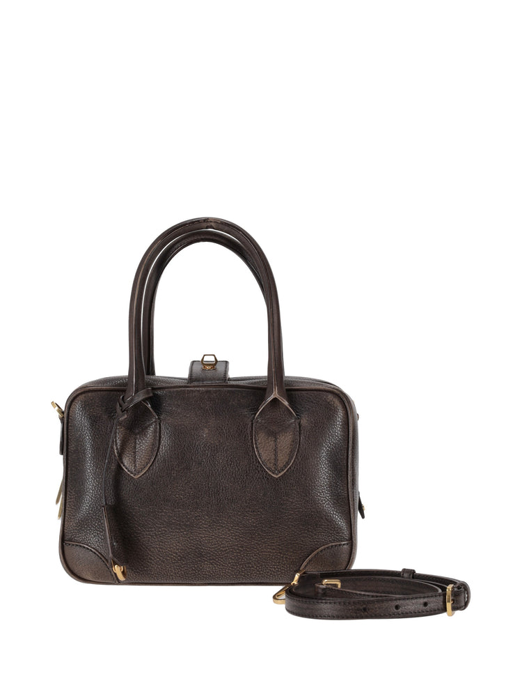 VITA BAG TREATED LEATHER BODY GOLD METAL DETAILS