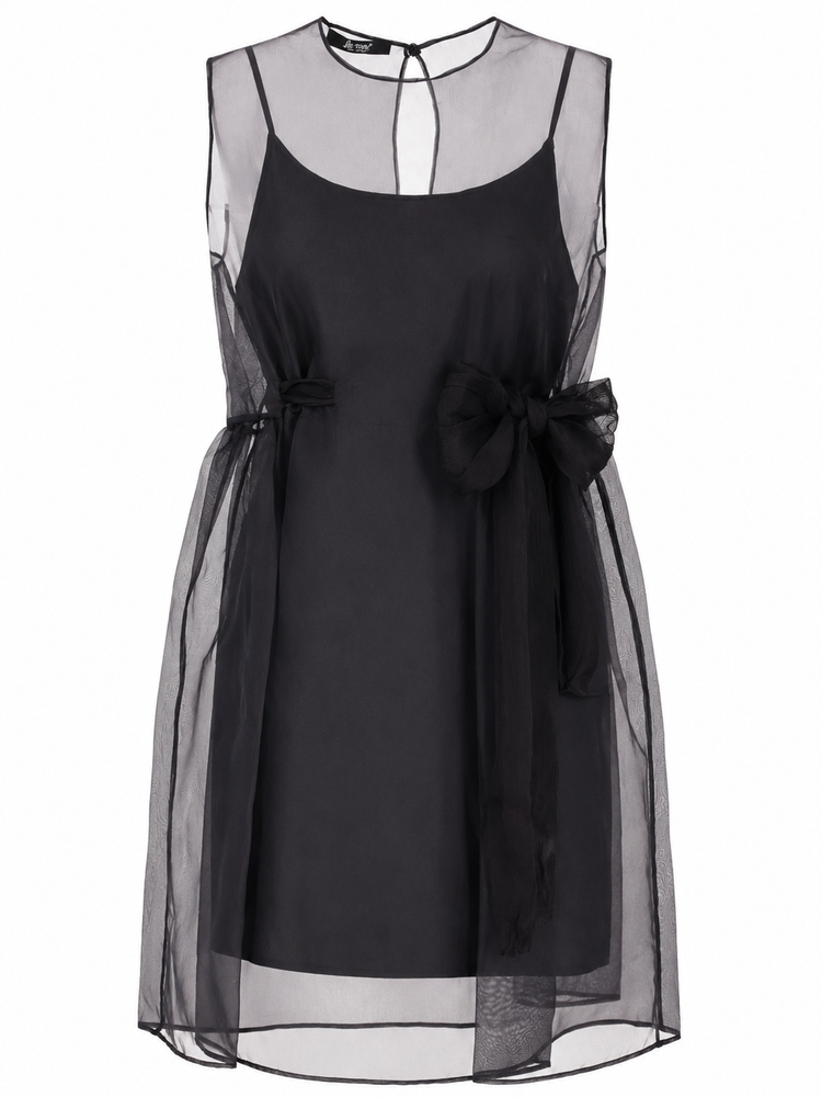 LA ROSE vestito con sottoveste NERO