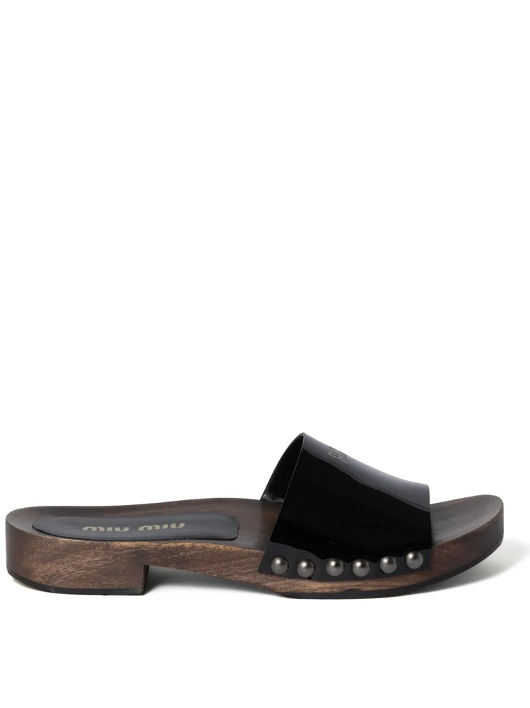 patent leather clogs