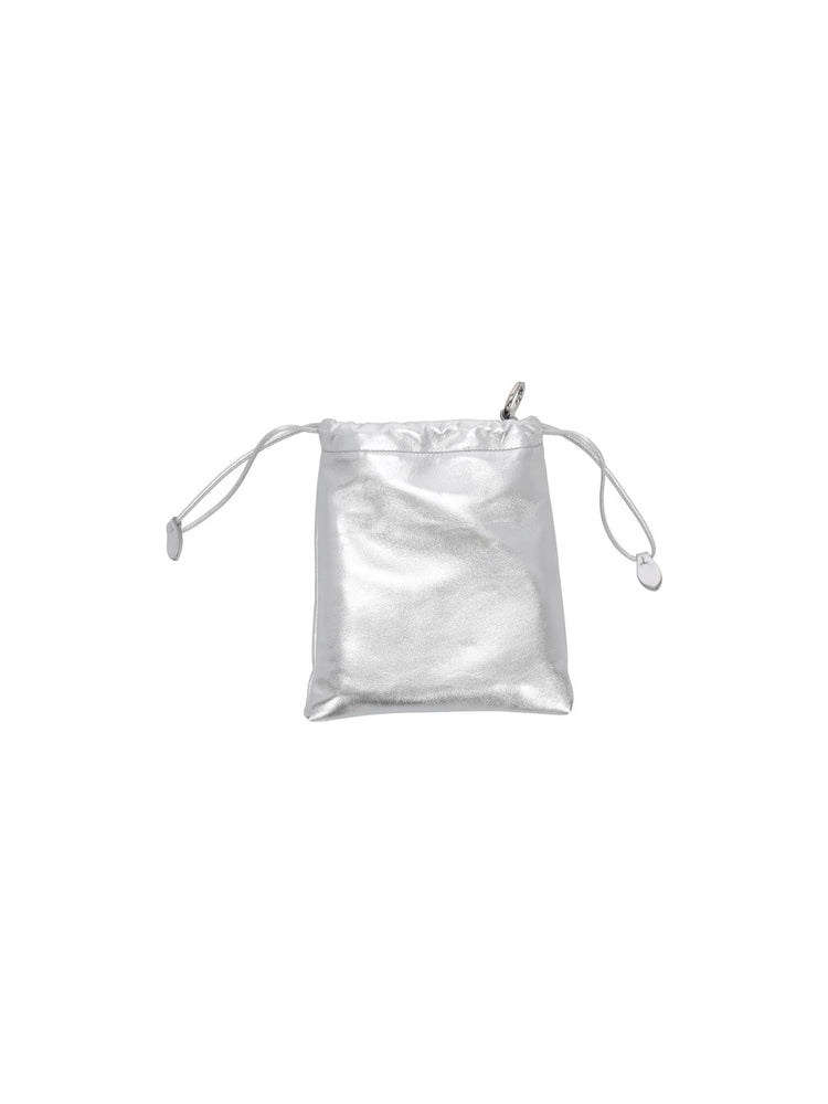 metallic leather pouch