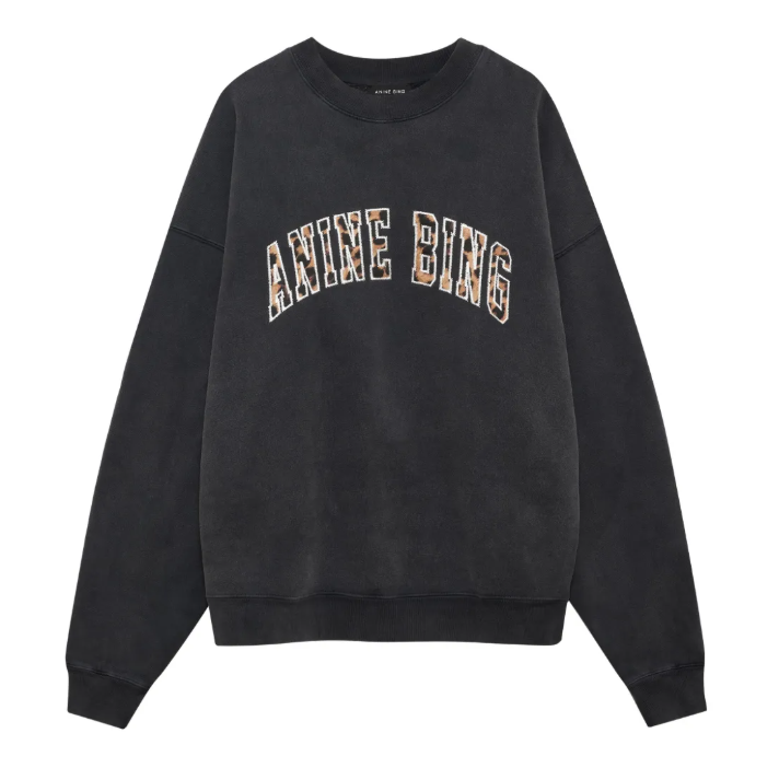 MILES SWEATSHIRT ANINE BING LEOPARD - WASHED BLACK