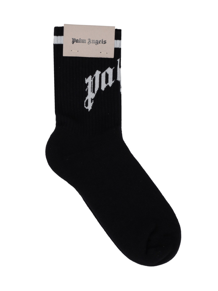 CURVED LOGO TRACK SOCKS BLACK - OFF WHIT