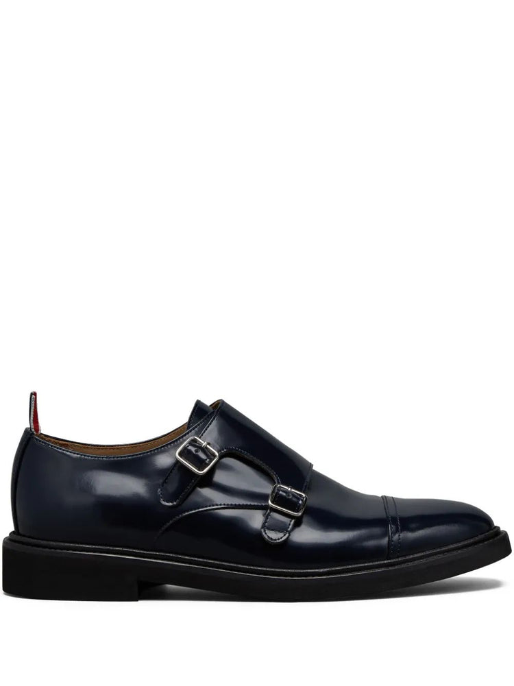 CAP TOE OXFORD DOUBLE MONKSTRAP SHOE W/ MICRO SOLE IN SOFT SPAZZOLATO LEATHER