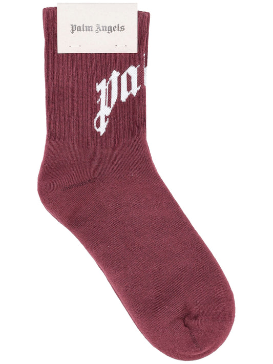 CURVED LOGO SOCKS BURGUNDY - OFF WHITE