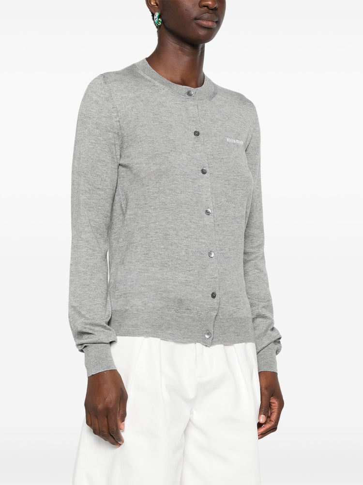 logo-jacquard cardigan