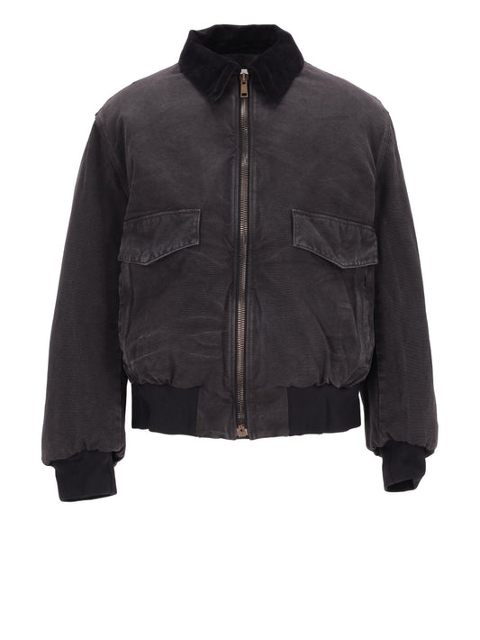 cotton shearling-collar jacket