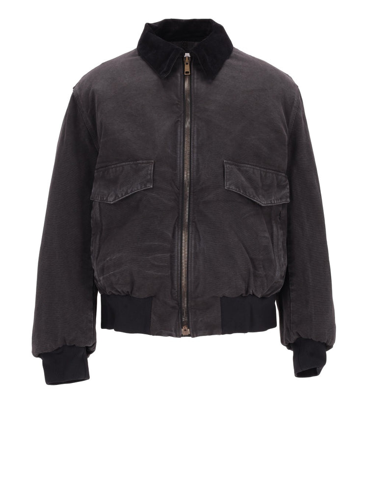 cotton shearling-collar jacket