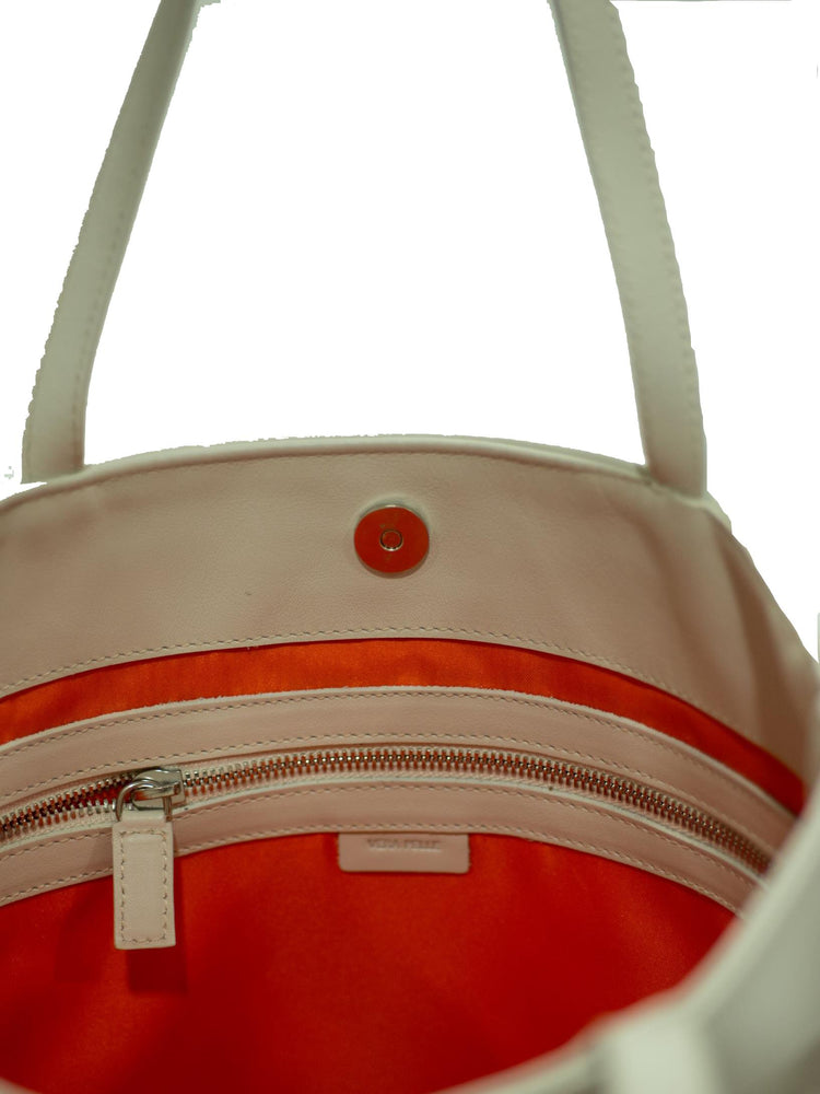 LA ROSE leather tote bag ivory