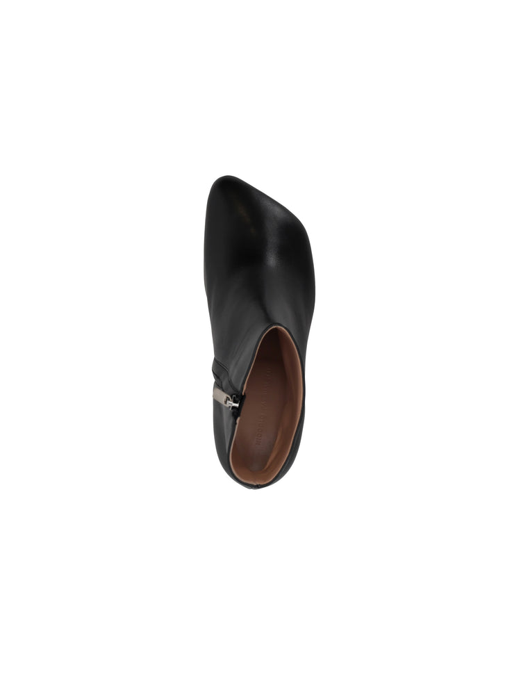 OBLIQUA BLOCK HEEL BOOTIES - Calfskin