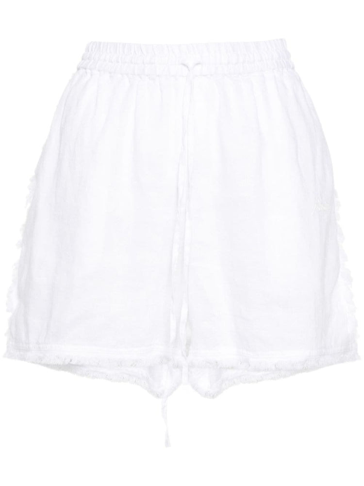 logo-embroidered frayed shorts