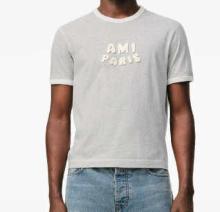 TEESHIRT MANCHES COURTES CLASSIC FIT AVEC PATCH AMI PARIS EN CROCHET