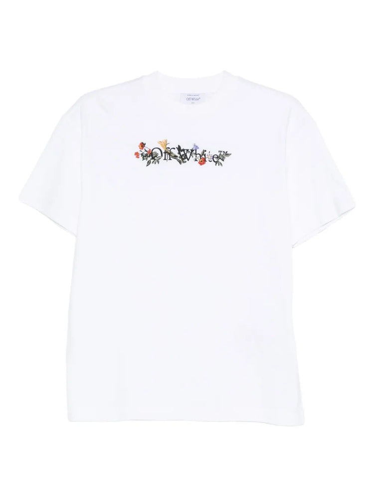 BOOKISH FLOWERS REGULAR TEE WHITE - BLAC
