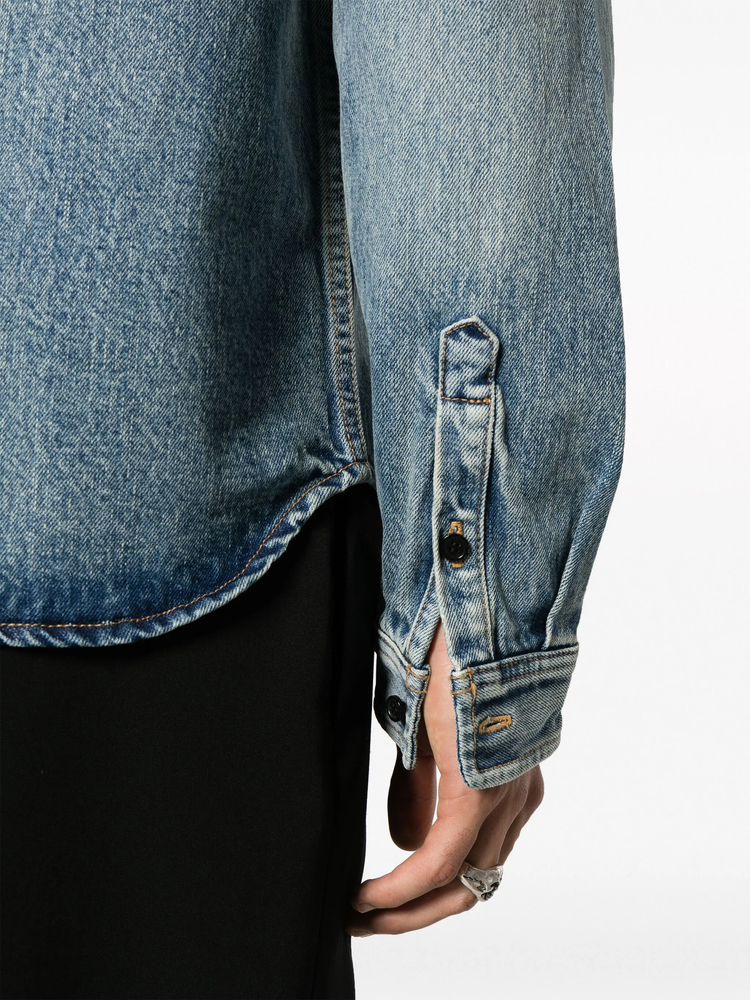 Trouville logo-embroidered denim shirt