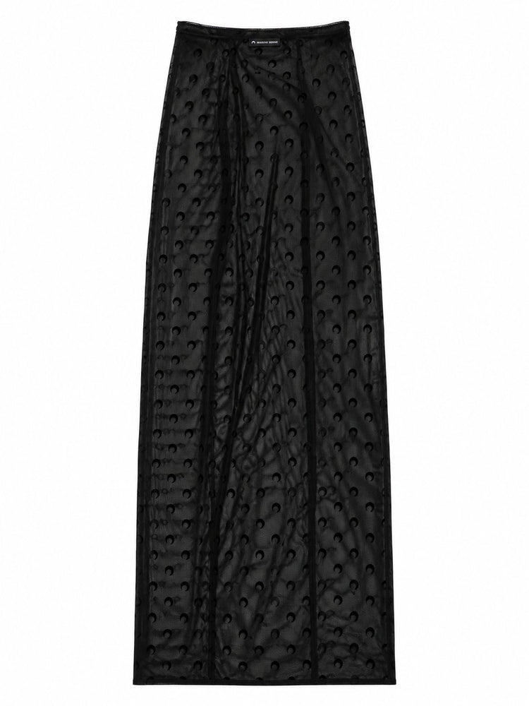 PLUMETIS MOON MESH FLOCK LONG SKIRT