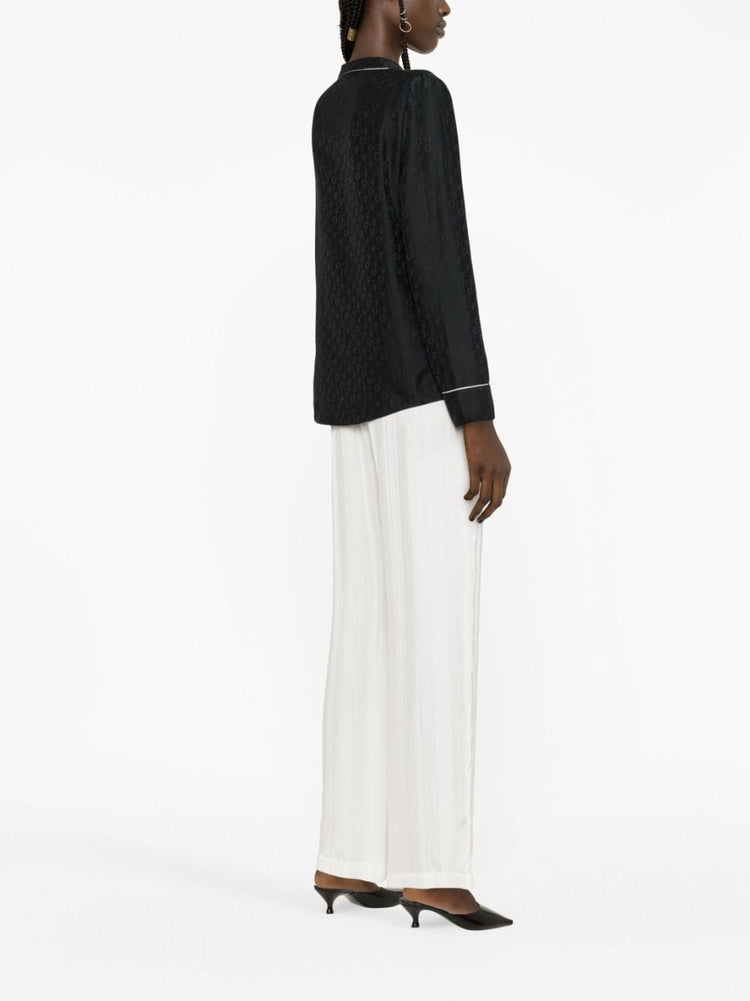 OFF WHITE logo-jacquard satin pyjama shirt
