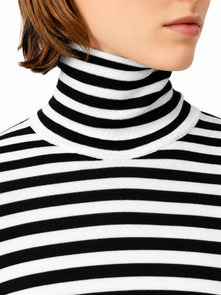 STRIPED TURTLE NECK SWEATER WITH BLACK AMI DE COEUR