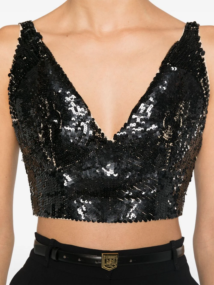 Grand sequinned crop top