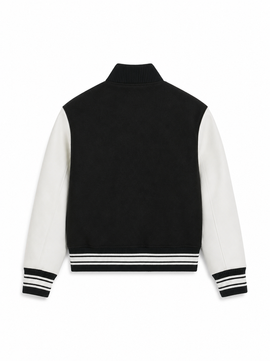 PADDED AMI PARIS TEDDY JACKET WITH LEATHER SLEEVES