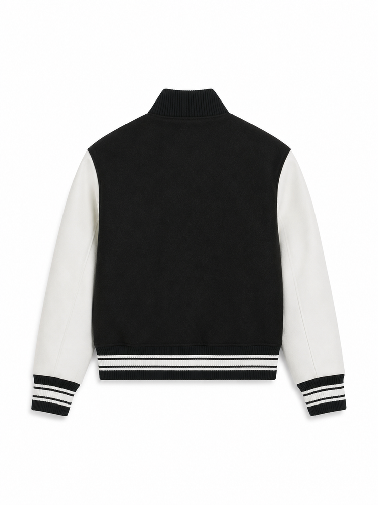 PADDED AMI PARIS TEDDY JACKET WITH LEATHER SLEEVES