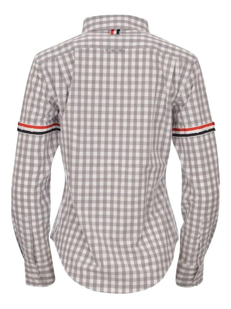 CLASSIC LONG SLEEVE POINT COLLAR SHIRT W/ARMBANDS IN GINGHAM CHECK POPLIN