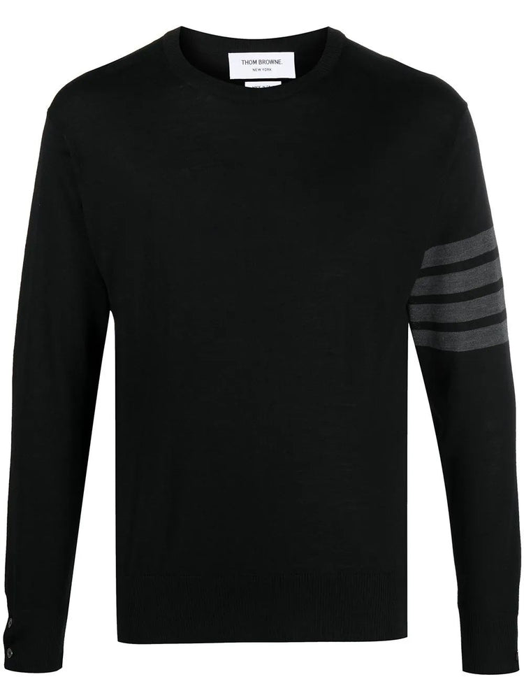 CLASSIC CREWNECK PULLOVER W/ BAR STRIPE IN FINE MERINO WOOL