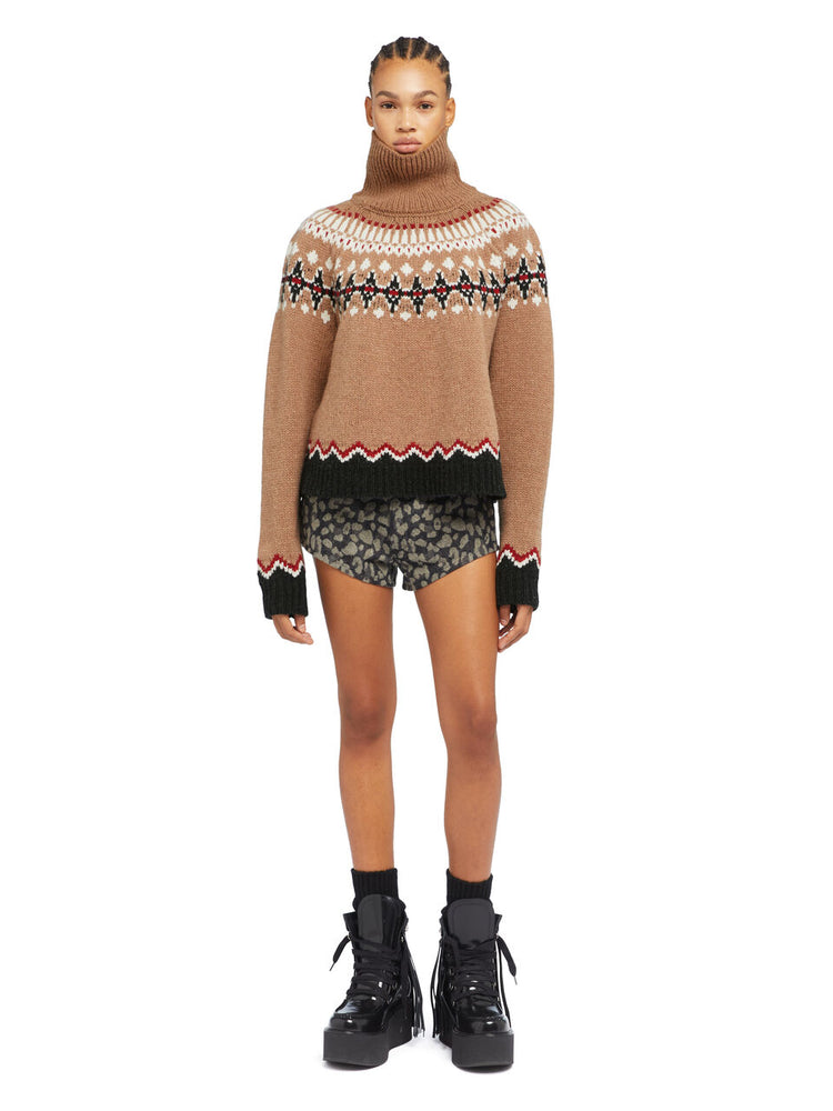 SWEET WINTER TURTLENECK CAMEL/MULTICOLOR