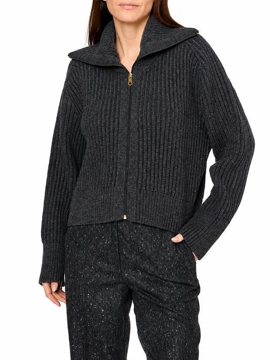 WOMENS KNITTED CARDI ZIP THRU