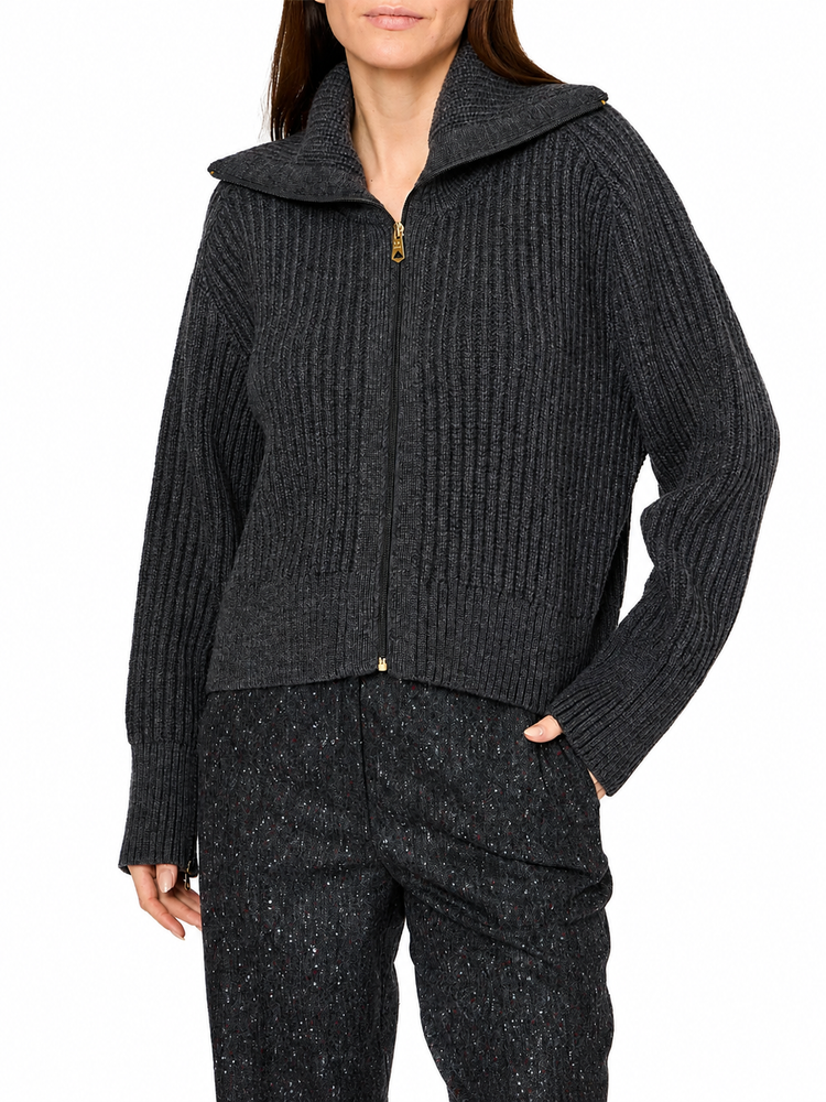 WOMENS KNITTED CARDI ZIP THRU