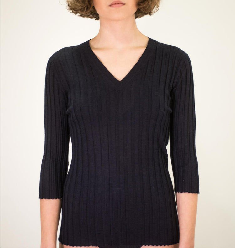 LA ROSE V neck cash/silk hot pink