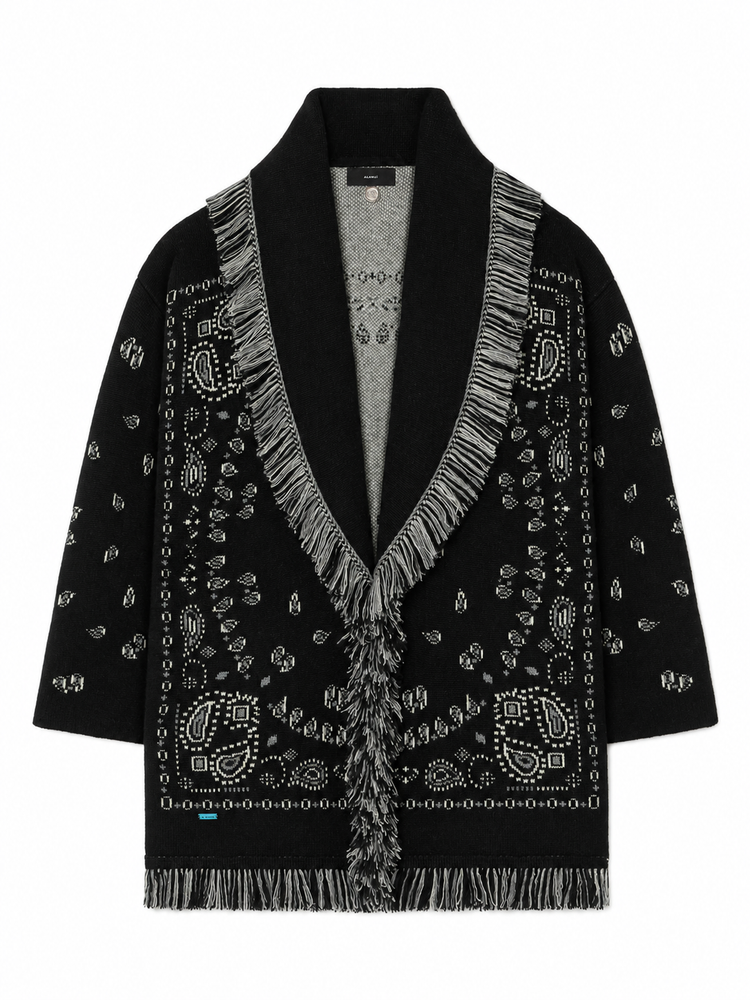 BANDANA JACQUARD CARDIGAN BLACK/MULTICOL