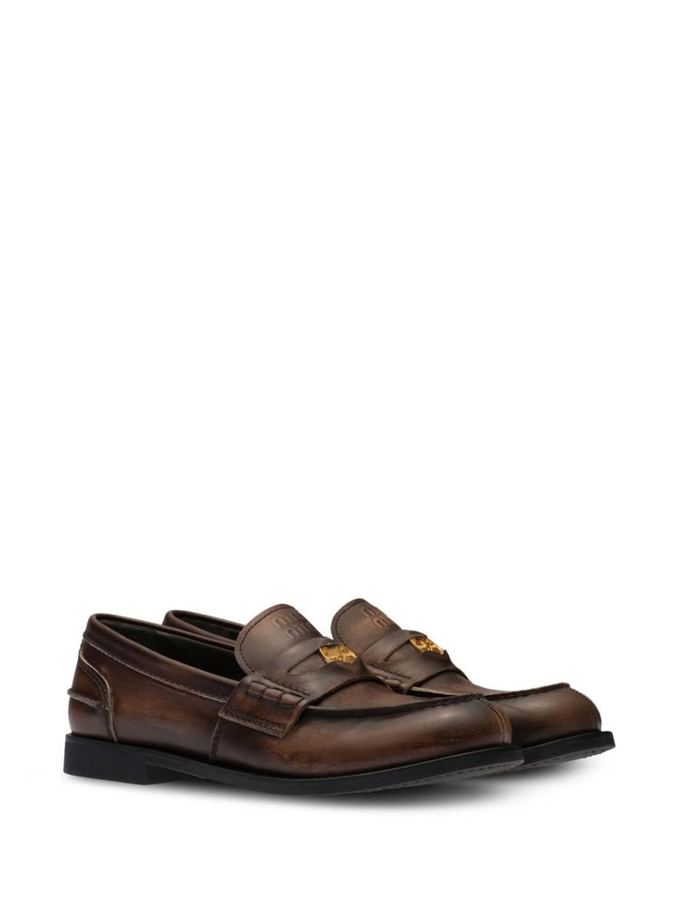 MIU MIU logo-plaque leather loafers