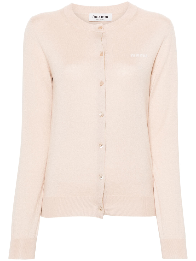 logo-jacquard cardigan