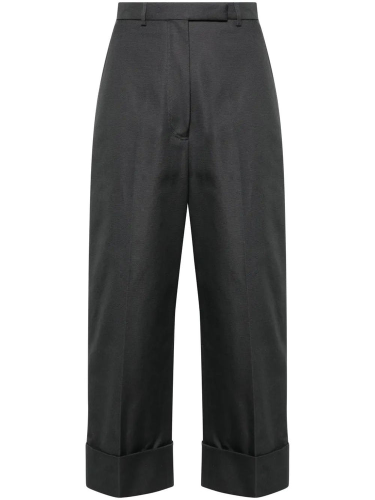 HIGH WAISTED STRAIGHT LEG TROUSER IN ORGANIC COTTON CANVAS