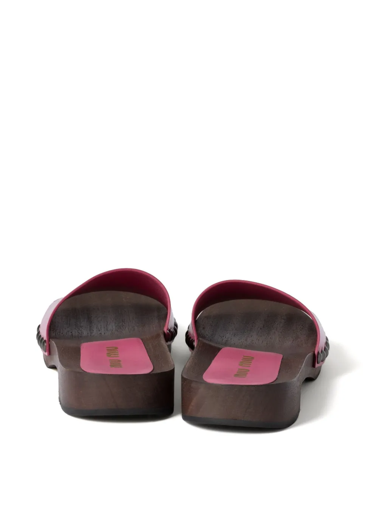 patent leather clogs
