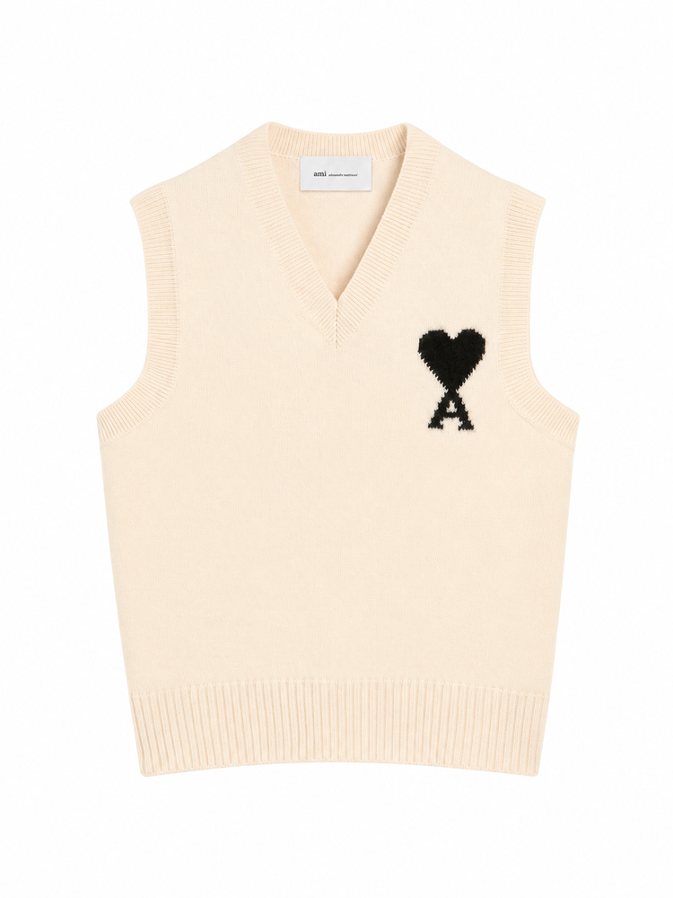 SLEEVELESS SWEATER WITH CONTRASTED AMI DE COEUR