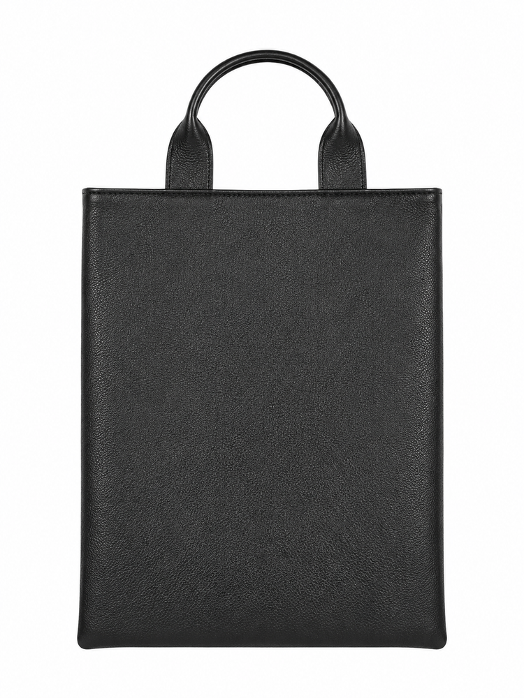 LA ROSE leather shopping bag black