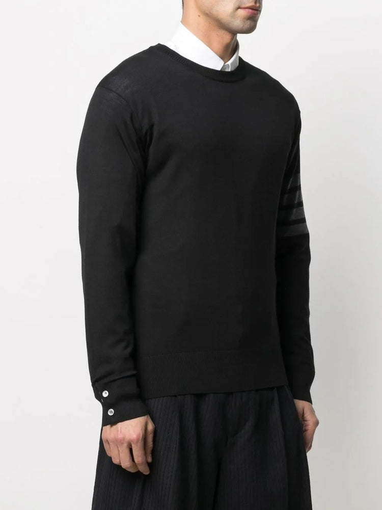 CLASSIC CREWNECK PULLOVER W/ BAR STRIPE IN FINE MERINO WOOL